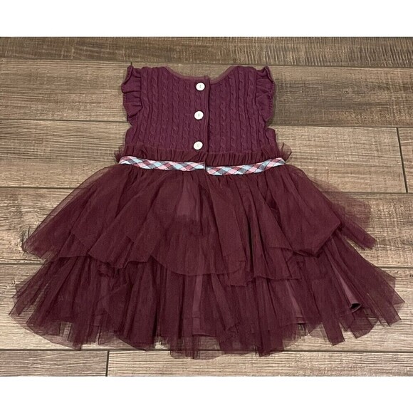 Matilda Jane Soiree Dress Once Upon A Time Sweater Tulle Plum Size 18-24 Months - Picture 9 of 11